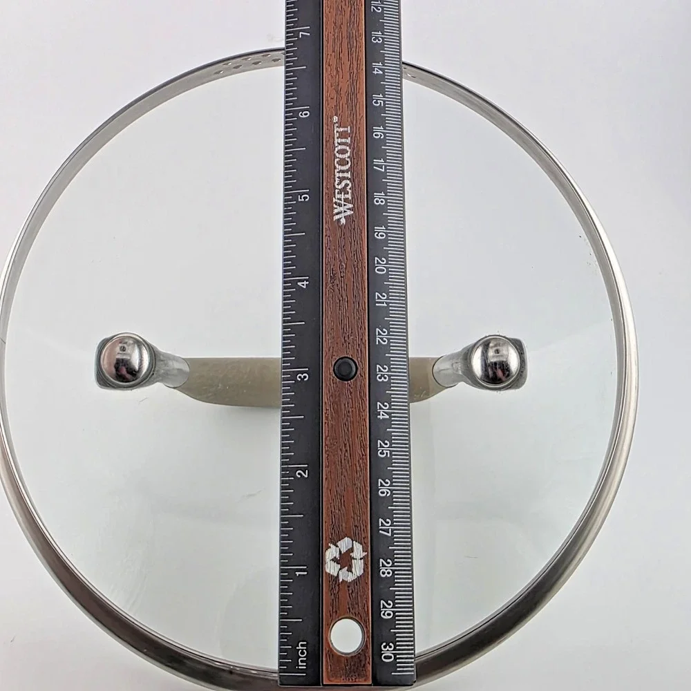 Circulon 7 Inch Glass Pot Lid w/ Stainless Rim & Brown Silicone Grip Handle